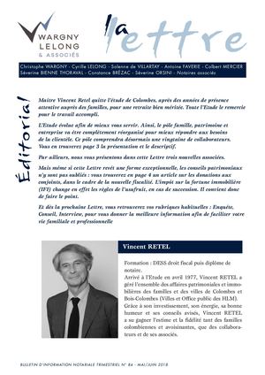 BULLETIN D’INFORMATION NOTARIALE TRIMESTRIEL N° 84 - MAI/JUIN 2018