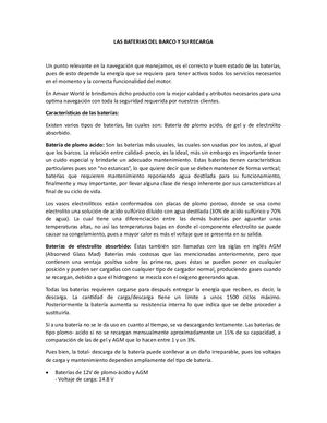 Las Baterias Del Barco Y Su Recarga