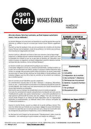 SGEN CFDT VOSGES ECOLES MARS 2019