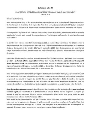 2019 03 05 Texte Prise De Parole Culture En Lutte Nantes