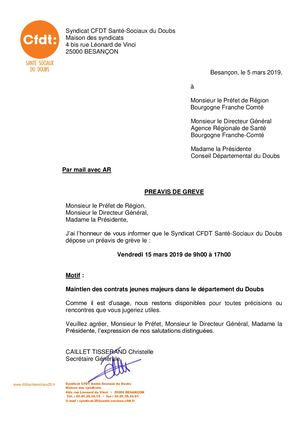 Préavis De Gréve 15 mars 2019