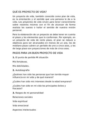 Qué Es Proyecto De Vida 25555