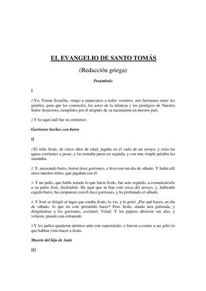 Apocrifos El Evangelio De Santo Tomas