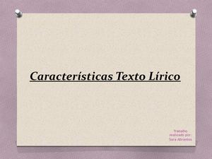 Características Texto Lírico
