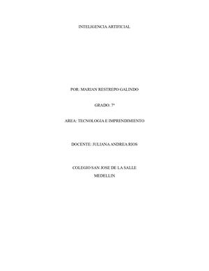 Inteligencia Artificial Marian Restrepo Galindo