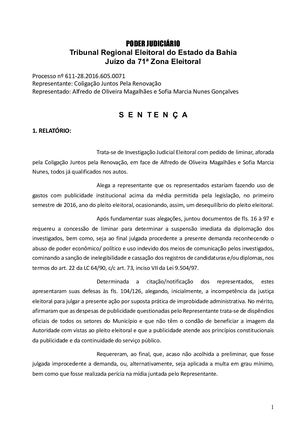 Sentença de cassação de mandato