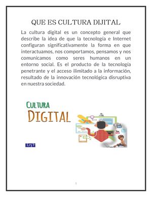 Que Es Cultura Dijital