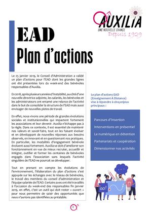 Plan d'actions - Auxilia EAD