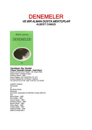 Albert Camus Denemeler