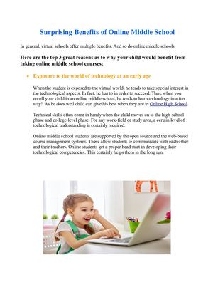 Surprising Benefits Of Online Middle School