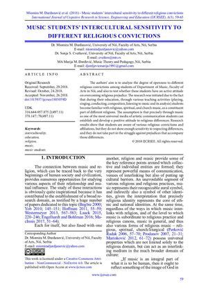 Music Students Intercultural Sensitivity To Different Religious Convictions
