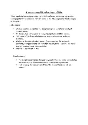 Advantages And Disadvantages To Wix