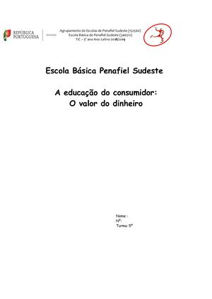 Trabalho Valor Do Dinherio Alunos 5º Ano