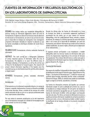 Fuentes De Informacióń Y Recursos Electrónicos En Los Laboratorios De Farmacotecnia