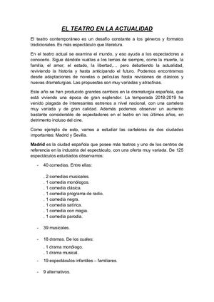 EL TEATRO EN LA ACTUALIDAD
