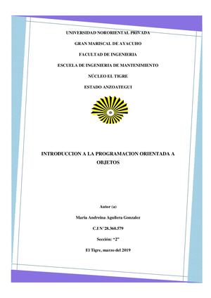 INTRODUCCION A LA PROGRAMACION ORIENTADA A OBJETOS