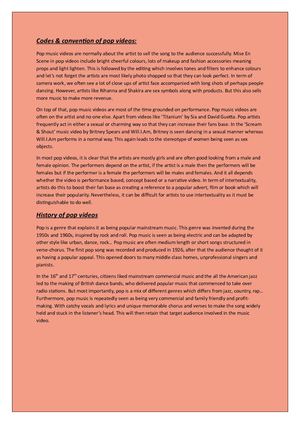 History/Codes/Conventions Of Pop Music + Website Homepage Analysis