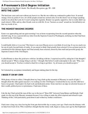 SHAW A FREEMASON 33rd DEGREE INITIATION