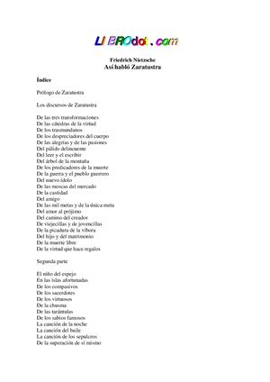 Nietzsche Asi Hablo Zaratustra