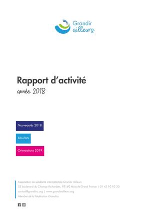 2018 - Rapport D'activité Grandir Ailleurs