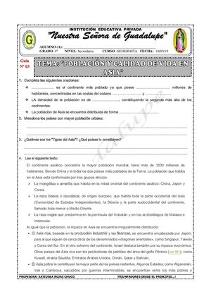 Población Y Calidad De Vida En Asia