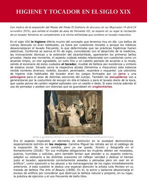Higiene y tocador en el siglo XIX