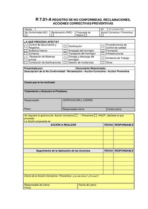 R 7 01 A Registro De No Conformidades,acciones Preventivas,