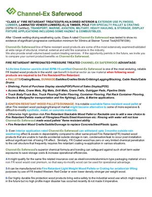 Pallet/Crating, Transport, Dunnage/Storage Application Channel-Ex Saferwood: Fire Retardant Treated Wood Products for Interior & Exterior Applications