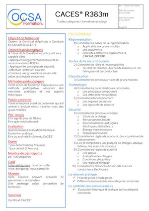 PG001 DA P066 CACES R383m Recyclage  Toutes Catégories 2 Jours