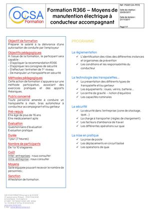 PG001 DA P015 - R366 Moyen Manutention électrique à Conducteur Accompagnant