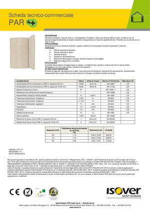 SCHEDE TECNICHE E BOCHURE ISOVER PAR 4+
