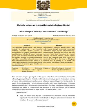 El diseño urbano vs. la seguridad: criminología ambiental