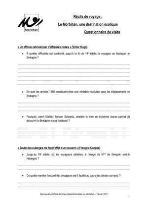Recits Voyage Questionnaire