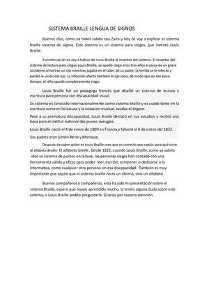 Exposición Oral Braille Lengua De Signos