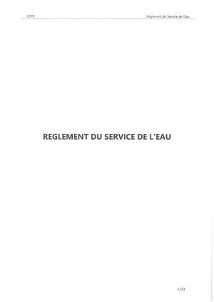 Règlement de service Eau potable - Périmètre régie (05-03-2019)