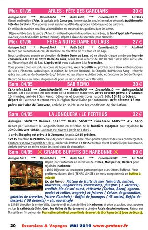 PROTOUR MARSEILLE Excursions Mai 2019
