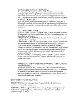 Definicion De Tecnicas Interactivas Desarrollo De Tarea Unidad 1