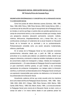 Pedagogía Social Educación Social 2012