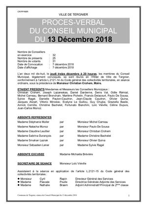 Pv Conseil Municipal Du 13 12 18