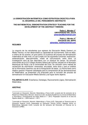 La Demostración Matemática Estrategia Didáctica
