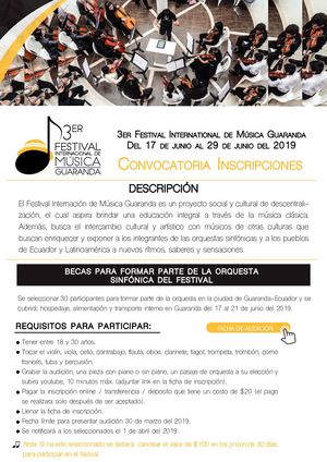 Convocatoria Festival Guaranda 2019