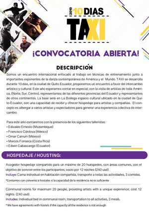 Convocatoria Taxi Danza 2019