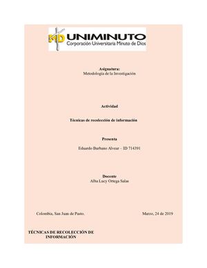 Tecnicas De Recoleccion De Informacion