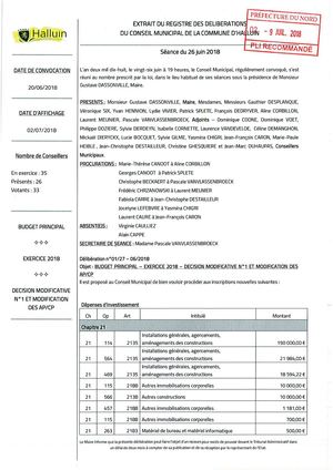 Délibérations Du 26 Juin 2018