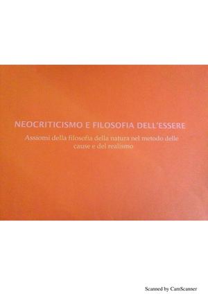 Neocriticismo e filosofia dell'essere