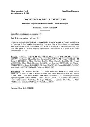 Délibération du 14/03/19