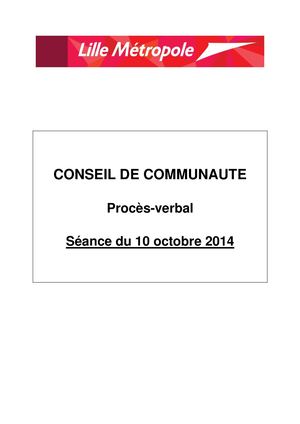 Procès-verbal Séance du 10 octobre 2014