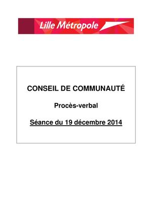 Procès-verbal Séance du 19 décembre 2014