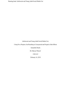 Calaméo - Adolescent And Young Adult Social Media Use