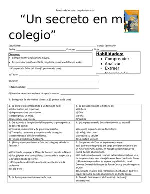 343038680 Prueba De Lectura Complementaria Un Secreto En Mi Colegio (1).